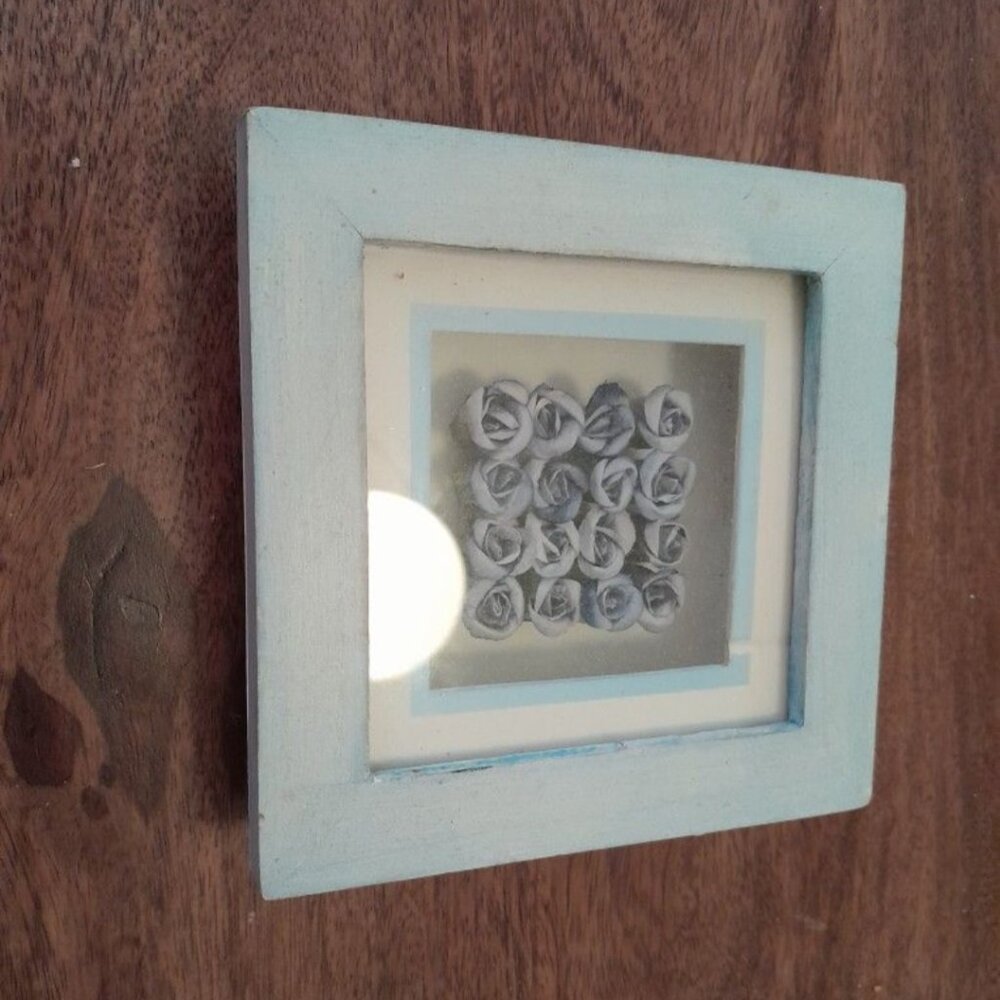 Blue Roses Shadowbox Frame AND Three Mugs